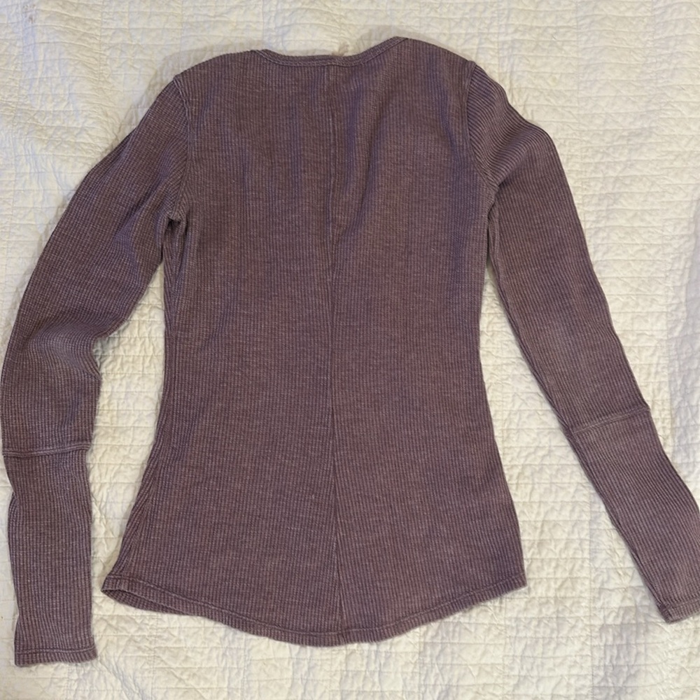 ZYIA Active Don't Wake Me Lilac Thermal Henley Long Sleeve Knit Top Women's S - Picture 4 of 5